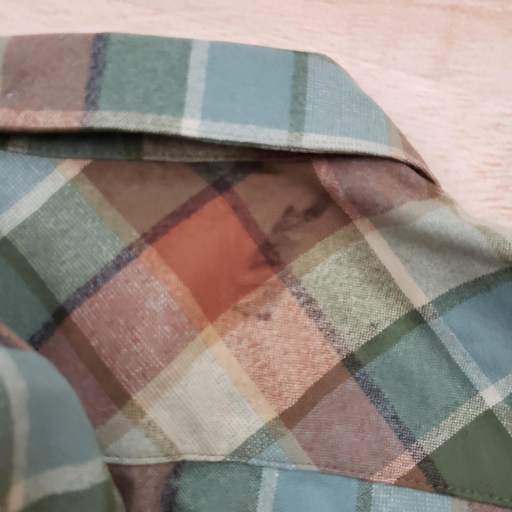 Pendleton Shirt Womens Petite Large Green Brown Plaid Wool Button Up Long Sleeve - Picture 13 of 14